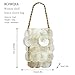 BCVWQXA Women Fashion Shell Woven Handbag Chic Shell Beach Bag Beaded Chain bag for Summer Travel Beach Party, White