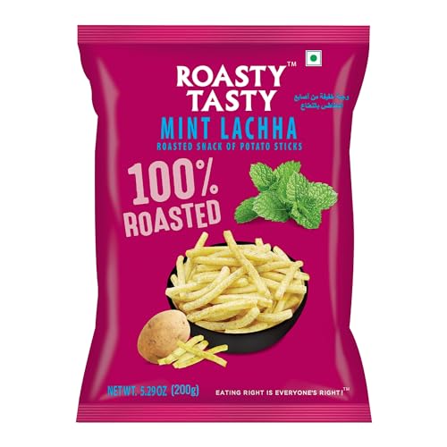 Image of Roasty Tasty Minty Lachha | Roasted Potato Sticks | Healthy Snacks | Roasted Namkeen Snack | Guilt Free | Diet Chiwda | Rich in Protein | Perfect Snack for All Occasions | Potato Flakes | 200g