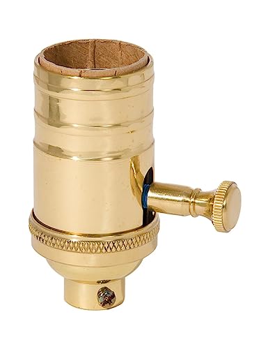 B&P Lamp® Edison Size Full Dimmer Socket in Polished and Lacquered, 1/4IP Bottom Cap