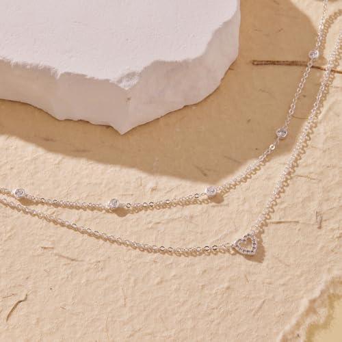 Heart Necklaces for Women, Dainty 14K Gold/Silver Plated Necklace Cute Tiny Gold Diamond Infiniy Heart Pendant Jewelry, Ideal Gifts for Mothers Day Valentines Day Birthday Christmas Graduation3
