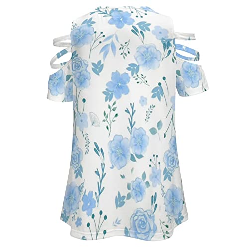 KccOsg Túnica feminina para usar com leggings, túnicas florais com ombro vazado, ajuste solto, zíper