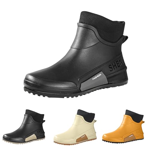 LOIJMK Gummistiefel Herren Gefüttert Regenstiefel Regenschuhe Halbhoch Arbeitsstiefel Wasserdicht Garten Stiefel Winter Stiefeletten Rain Boots Gartenschuhe Schlupfstiefel Sicherheitsstiefel