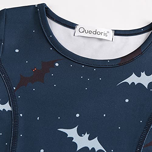 Quedoris Girls Twirly Printed Casual Party Long Sleeve Halloween Dress Bat Night L #TOP3