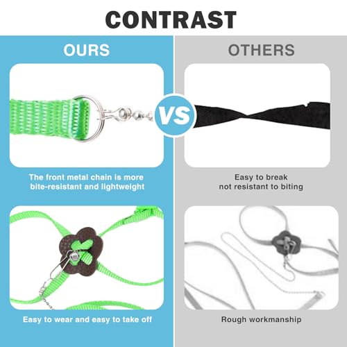Image of 2 Pack Adjustable Hamster Leash Harness for Harness for Ferret Baby Rabbit Hamster Rat Mouse Leash Lead with Bell (Green)