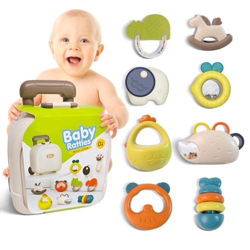 Image of SUPVIB Newborn Toys, Baby Rattles 0-6 Months, Baby Toys 0-3 Month,Rattles for Babies 6-12 Months, Infant Teething Toys, Babys 3-6 Month Toys, Toys for 4 M+ Old Girl, Gifts for Ba-by Boys 0-6 M+
