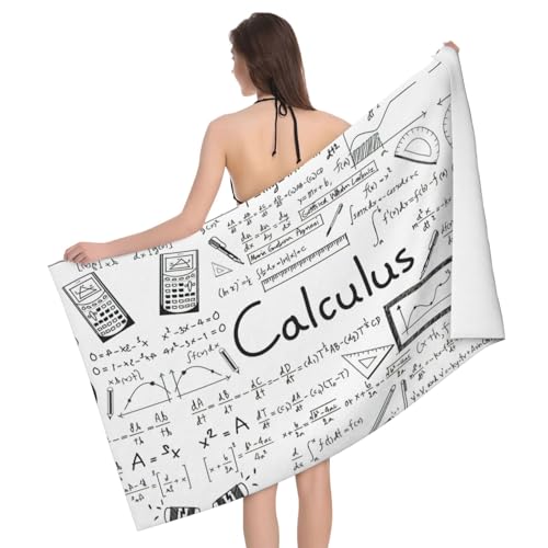 Serviette de bain microfibre imprimée mathématique 81x132 cm pour douche - 2