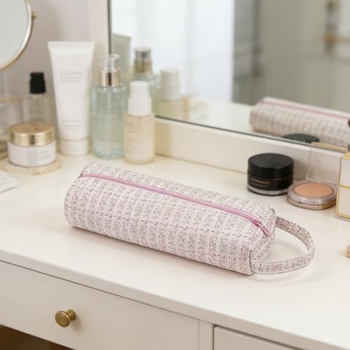 Image of RSRSLEII Quilted Hair Tools Travel Bag,Hair Styling Accessories Storage Case for Shark FlexStyle, Dyson Airwrap Hair Dryer, Curling Iron, Revlon Hair Tools,Portable and foldable(07Small Pink Flower)