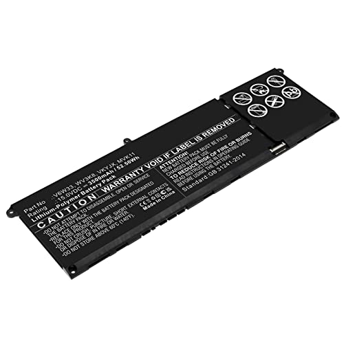 Coreparts Laptop Battery For Dell 52.50 Wh Li-Pol 15V 3500 Mah, V6W33, Wv3K8, Vkyjx, Mvk11, Xdy9K, (52.50 Wh Li-Pol 15V 3500 Mah)