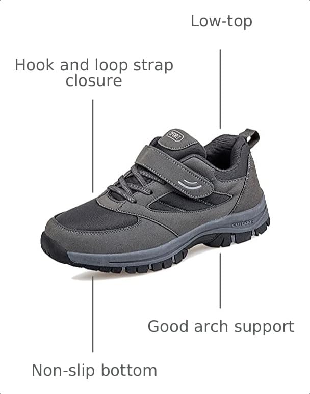 Image of LEADER SHOW Men's Comfortable Walking Shoes Non-Slip Safety Casual Sneakers for Elderly Strap Closure