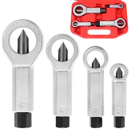 QWORK® 4 Pièces casse écrous avec étui de rangement, Ensemble répartiteur d'écrou pour enlever les écrous endommagés, 9–12 mm/12–16 mm/16–22 mm/...