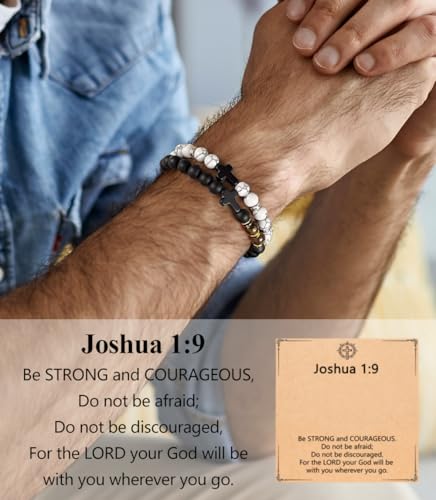 CASDAN 9Pcs Cross Bracelets for Men 8mm Christian Easter Cross Beaded Bracelet Inspirational Faith Based Religious Jesus Bracelets Gifts2