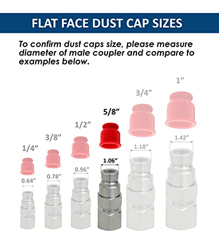 Image of Hydraulic Quick Coupler Rubber Caps Plug Set - for Flat Face Skid Steer Coupling - Fits Bobcat 5 /8 Size Couplers (1) Set