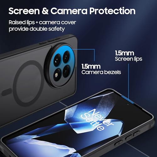 MAKAVO Magnetic for OnePlus 13R Case [Fit for MagSafe] Translucent Matte Shockproof Phone Case with Camera Cover, One Plus 13R Slim Thin Yet Military Grade Drop Proof Silicone Bumper Case, Black by MAKAVO - Used condition - Image 3