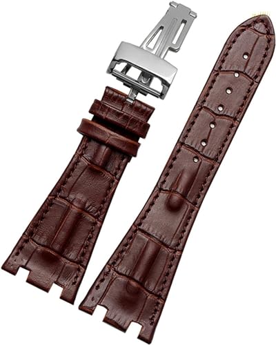 Bracelet de montre en cuir crocodile pour AP Royal Oak Offshore 28mm marron