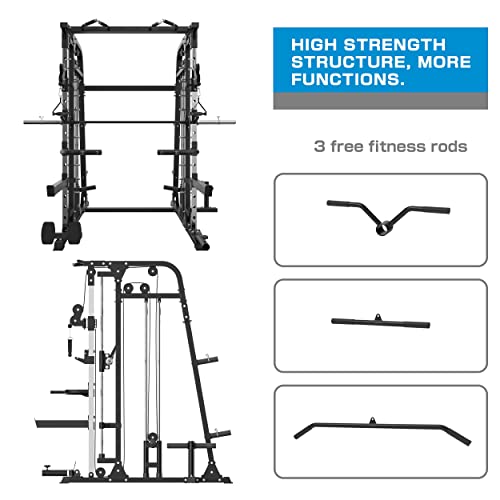 Major Lutie Smith Machine, Sml09 1800Lbs Power Cage With Weight Bar And Two Lat Pull-Down Systems And Cable Crossover Machine, More Training Attachment #TOP6