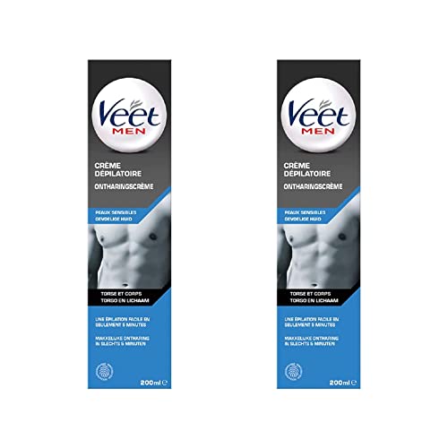 Veet Men - Crema depilatoria para hombre, piel sensible, 200 ml, paquete de 2