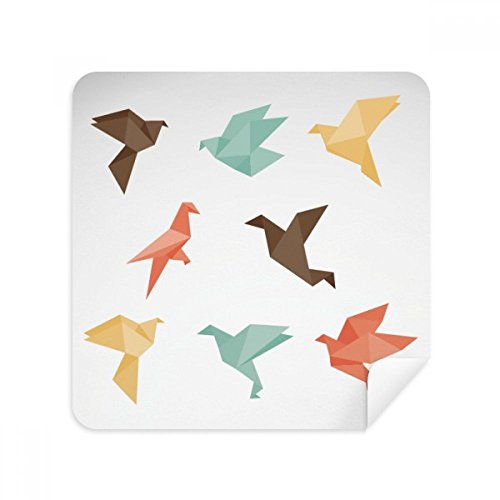 Nettoyeur écran en tissu suédé anti-traces motif oiseau abstrait coloré 2Pcs