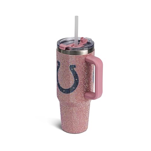 Image of The Memory Company Officially Licensed 40oz Pink Bling Game Day Tumbler, Indianapolis Colts