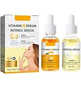 Vitamin C Serum and Retinol Serum, Anti Aging Serum Set with Hyaluronic Acid - Morning C and Even...