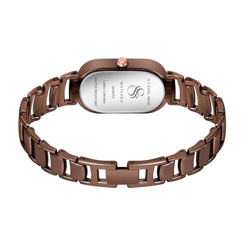 Image of Shocknshop Elegant Rectangular Ladies Rose Gold Analog Metal Strap Solid Link Strap Watch for Woman -WCH176