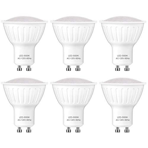 Led Bulbs GU10 5 Watts Spotlight, 50 Watts Halogen Replacement, 3000K Soft White Dimmable MR16 Shape 520LM Recessed Light Bulb, Pack of 6