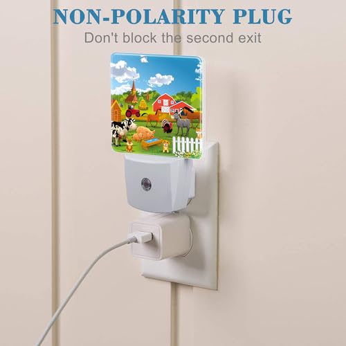 Image of Night Light for Kids Girls Boys, Cartoon Farm Animals Rural Scene LED Night Light Plug into Wall with Dusk to Dawn Sensor for Room Decor, Hallway, Kitchen, Bathroom, Nursery, Stairs