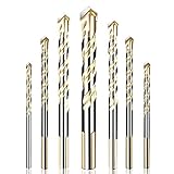 Meccion 7 Stück Mehrzweck Bohrer Set, Fliesenbohrer Glasbohrer Set mit Hartmetallspitze für Fliesen, Beton, Mauerwerk, Glas, Kunststoff, Holz, Porzellan, Weichmetall (4mm,5mm,6mm,8mm,10mm,12mm)