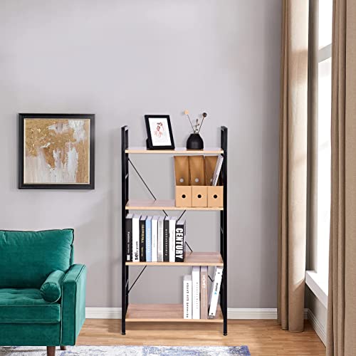 WOLTU Libreria Scaffale in Metallo Legno 4 Ripiani...