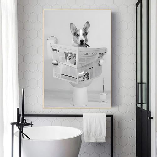 LYBOHO Black White Scottish Highland Cow Bathroom Pictures Funny Animal in the Bathtub Canvas Pictures for Living Room Bathroom Bedroom Decorative Frameless (1 Piece - Image 4
