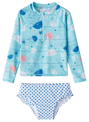 Image of Toddler Girls Swimsuit Rash Guard Sets 2-Piece Bathing Suits UPF 50+ Summer Kids Swimwear 2-7T