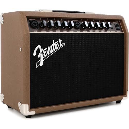 Fender Acoustasonic Guitar Amp for Acoustic Guitar, 40 Watts, with 2-Year Warranty 2×6.5 Inch Speakers, Chorus Effect, Dual Front-panel Inputs, 9.8Dx17.6Wx15.5H Inches, Brown/Wheat