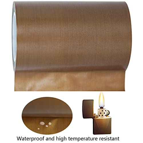 Image of 4-inch Teflon Tape Fiberglass High Temperature PTFE Fabric Roll with Adhesive Heat Resistant for Vacuum Sealer