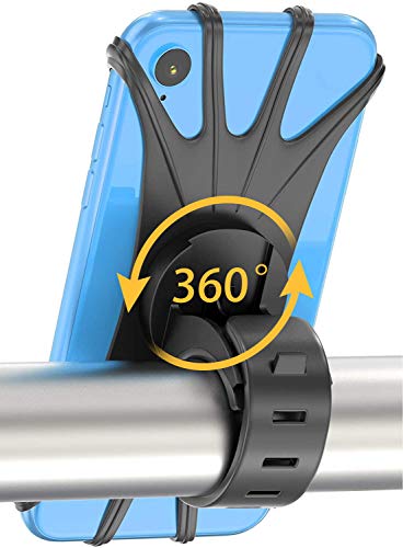 Babacom Bike Phone Holder, 360°Rotation Silicone Bike Phone Mount Universal Motorcycle Handlebar Mount Fits for iPhone 11 Pro Max/XS Max/XS/XR/8/8 Plus/7, Galaxy S20/S10e/S9/S9 Plus, 4.0"-6.5" Phones