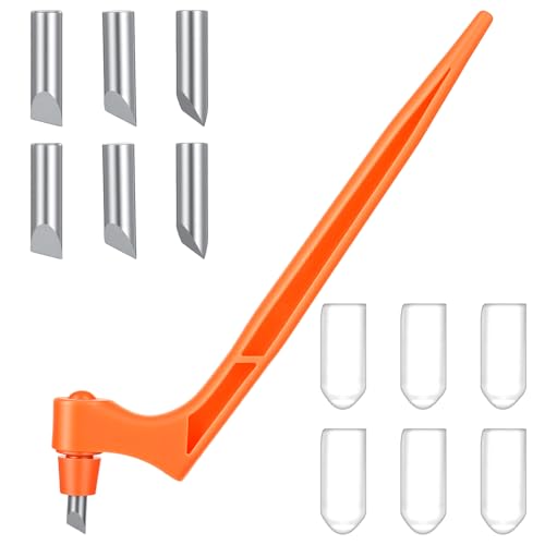 Craft Cutting Tool with 15 30 40 Cut Tungsten Carbide Blade Precision Curves and Corners 360 Degree Rotating Blades Stainless Steel Cutter Pen for Stencils Scrapbooks DIY Crafts (Orange)