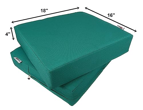 Qqbed 2 Pack Outdoor Patio Chair Waterproof Cushion Pillow Seat Covers In Peacock Blue Color 18"X16"X4" - Replacement Covers Only #TOP2