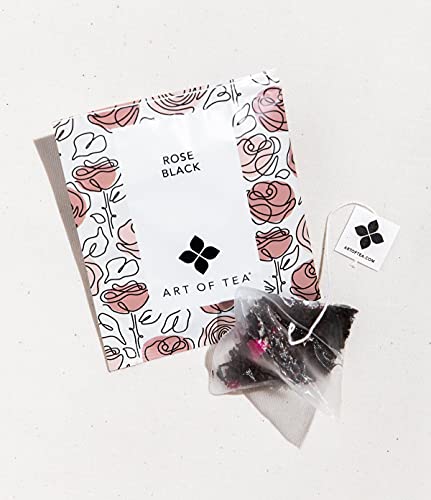 Art of Tea Rose Black Tea, 50 Count Premium Floral Black Tea Bags, Smooth Caffeinated Black Tea with Rose Petals, Gourmet Aromatic Tea Bags for Morning or Afternoon Tea