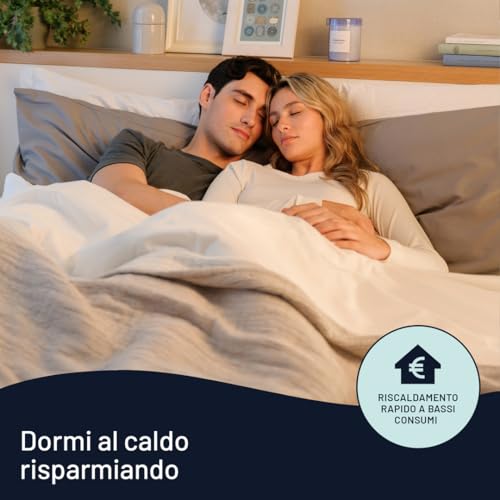 Imetec Scaldasonno matrimoniale 150x160 cm, 50% Lana e merino, 2 temperature, Dispositivo sicurezza electro block, Made in italy - Immagine 5