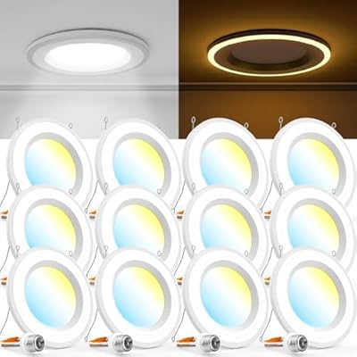 Sunco 12 Pack 6 Inch LED Recessed Lighting Retrofit with Night Light, 2700K/3000K/4000K/5000K/6000K Selectable, Dimmable Can Lights, 13W, 1200LM, Damp Rated, Retrofit Installation ETL