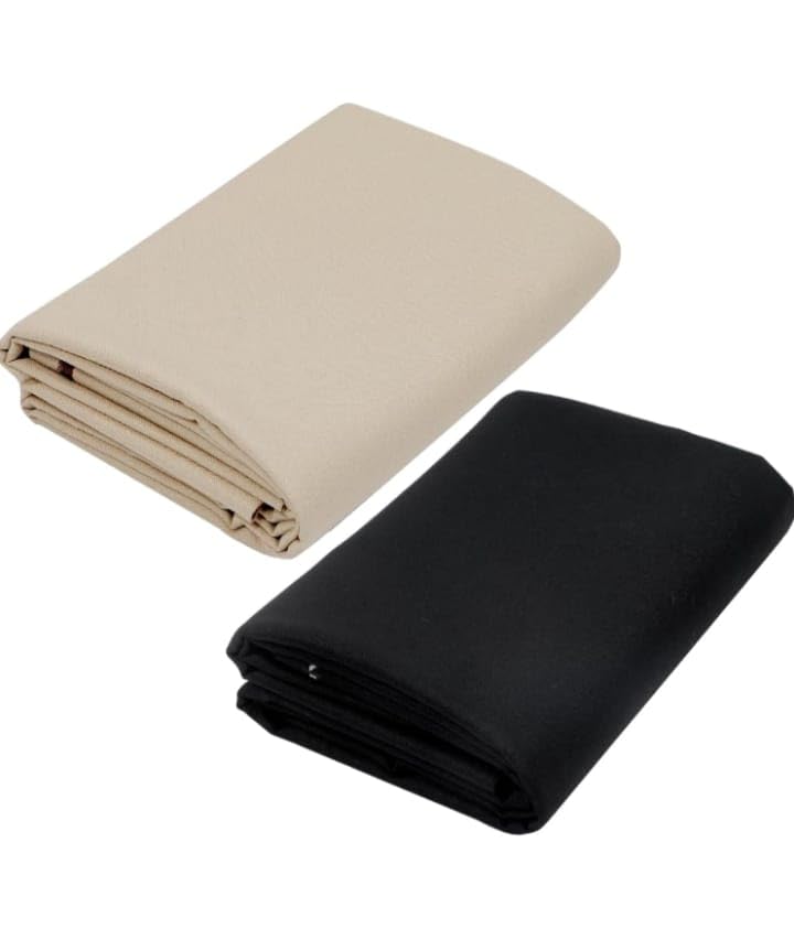 vneed Men's Solid Unstitched Trouser Fabric Combo, Cotton Blend, 1.20 Meter, 2 Pieces, Beige and Black-picture-34