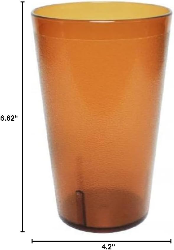 TrueCraftware- 32 oz. Pebbled Tumbler Drinking Cups Amber Color Set of 12 - Reusable Premium Water Iced Tea Glasses Drinking Glasses Stackable Dishwasher Safe Break-Resistant for Home and Restaurants
