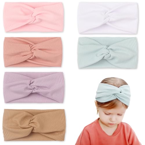 Fasce per capelli bambina in morbido tessuto elastico con fiocco,