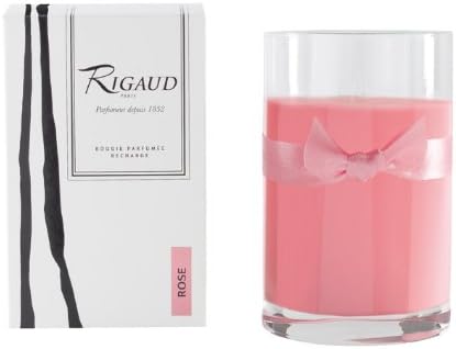 Rigaud Paris, Rose Large Candle Recharge (Refill) Bougie D'ambiance Parfumee, Grand Modele Recharge in Glass, Light Pink/Rose, 4.5 Inches Tall, 90 Hours Burn Life