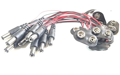 9V Battery Clip with 5.5mm x 2.1mm Barrel Plug (10 pcs)