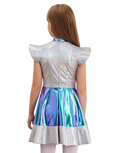 Disfraz de niña alienígena plateado para cosplay miniatura 4