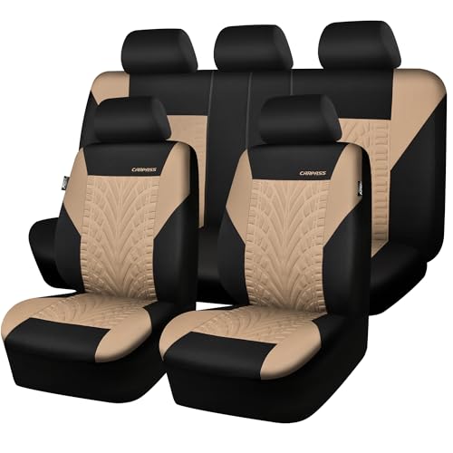 CAR PASS Housses de siège Voiture complètes pour Auto, Camion, SUV, Couvre Siege Auto avec Impression de pneus 3D, Compatibles avec airbags, Installation...