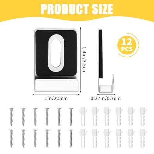 Image of 12 Pcs Metal Mirror Holder Clips Hanger Kit, Mirror Clips for Wall Mounting Holder Hanging with Screws Hooks, Frameless Mounting Hardware Heavy Duty Retainer for Tile Billboard Display(Silver)