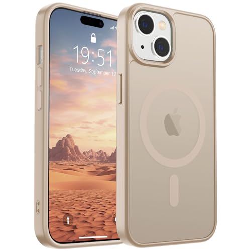 Image of SUPFINE Magnetic for iPhone 15 Case(Compatible with MagSafe)(Military Grade Drop Protection) Slim Translucent Matte Shockproof with Anti-Fingerprint Phone Case,Desert Gold