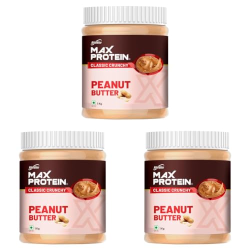 Image of RiteBite Max Protein Peanut Spread - Classic Crunchy Peanut Butter 1000 g - High Protein | High Fiber | Gluten Free | Vegan | No Preservatives | All Natural (Pack of 3)