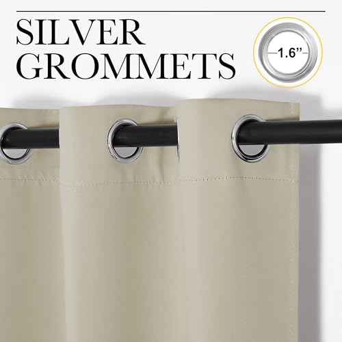 Image of NICETOWN Thermal Insulated Grommet Room Darkening Curtains /Draperies /Panels for Bedroom (Cream, 2 Panels, W42 x L63 inches)
