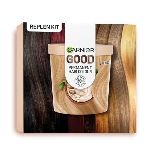 Garnier Good Permanent Hair Dye Replen Kit, 8.0 Honey Blonde, Up To 100% Grey Coverage, 8 Weeks Long-Lasting Colour, No-Drip Application